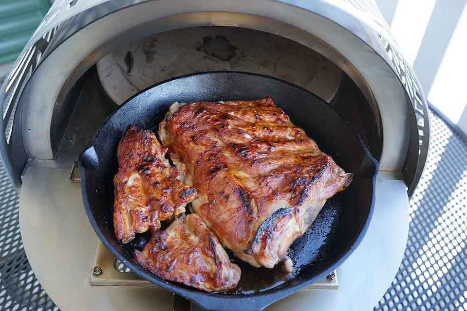 Cast Iron pan marinated ribs